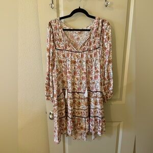 Umgee Floral V-Neck Boho Dress Size Large - Beach, Spring, Summer, Vacation
